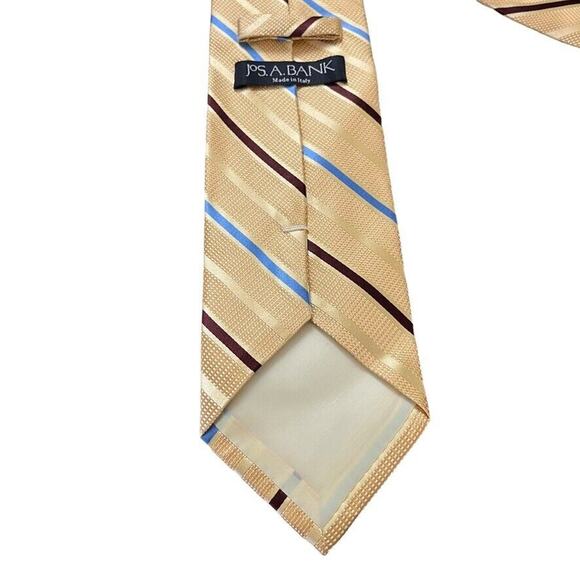 Jos A Bank Mens 100% Silk Yellow Blue Striped Hand Made Neck Tie 58" x 3.75" - Picture 14 of 16